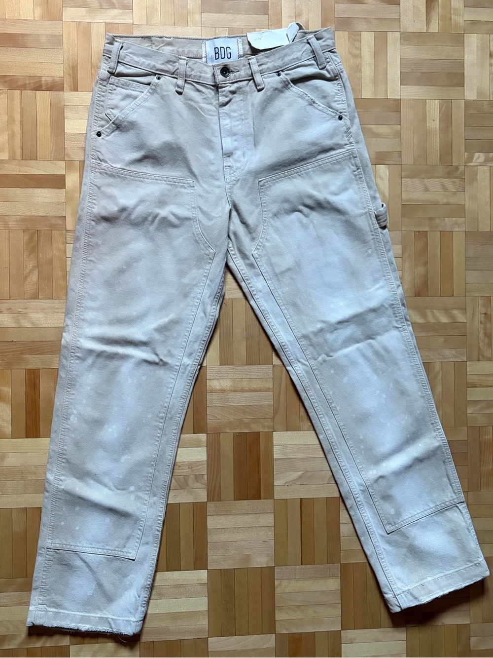 BDG Cream/Ivory Painter-Style Carpenter and double knee Pants
